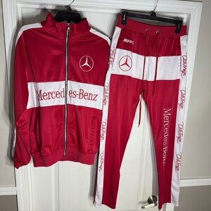 Mercedes-Benz Red and White Zip up Jacket with Joggers Zip up ankle size S men